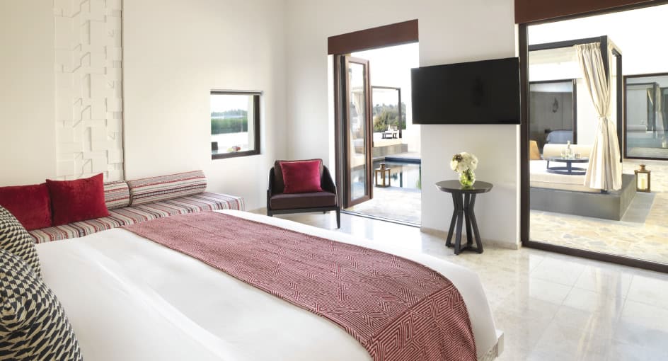 Bed with Outdoor Views at Two Bedroom Garden Villa at Al Baleed Resort Salalah