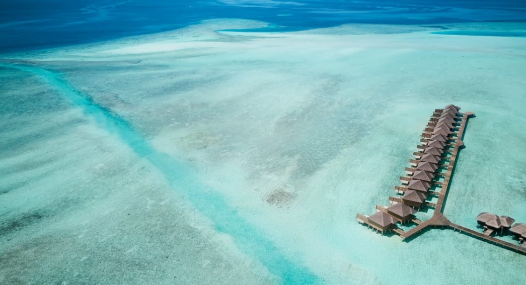 Over Water Pool Villa Aerial View- Anantara Veli Maldives Resort