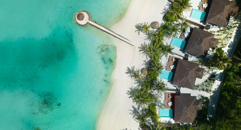 Aerial view of Beach Pool Villas at Anantara Veli Maldives Resort