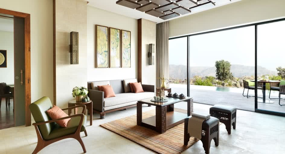 Living Spaces at Cliff Pool Villas of Al Jabal Al Akhdar Hotel Nizwa