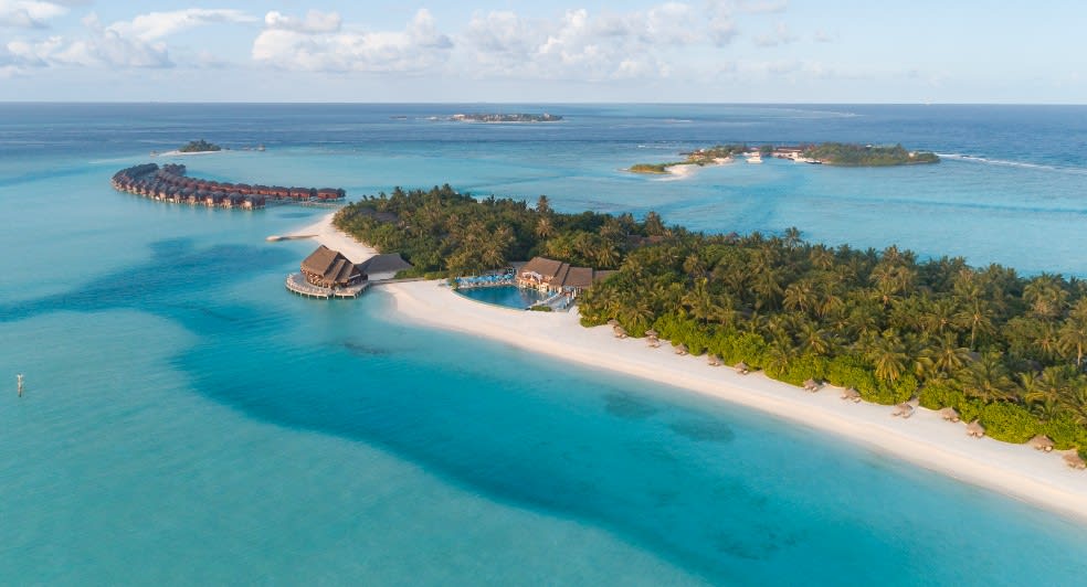 Exterior Aerial View of Anantara Dhigu Maldives Resort - A Family-Friendly Resort in the Maldives