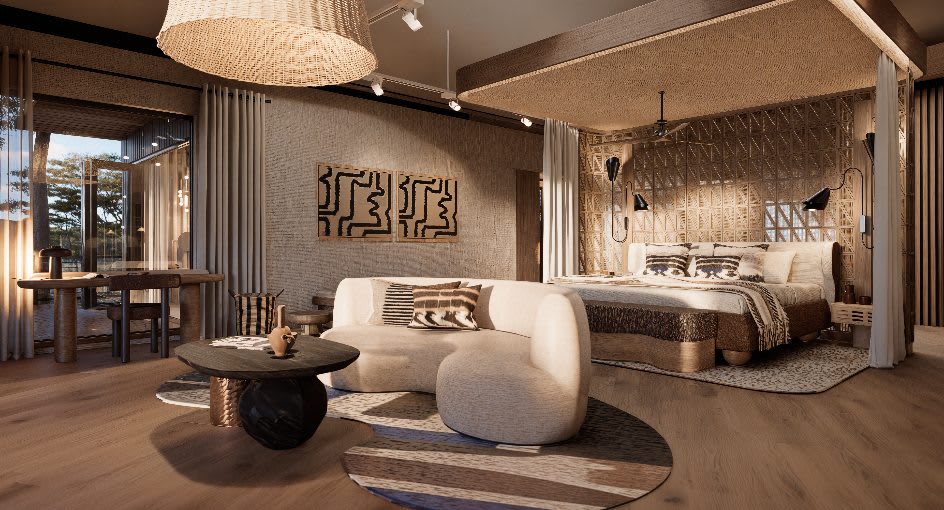Interior of Two‑Bedroom Presidential Villa at Anantara Tented Camp Kafue River