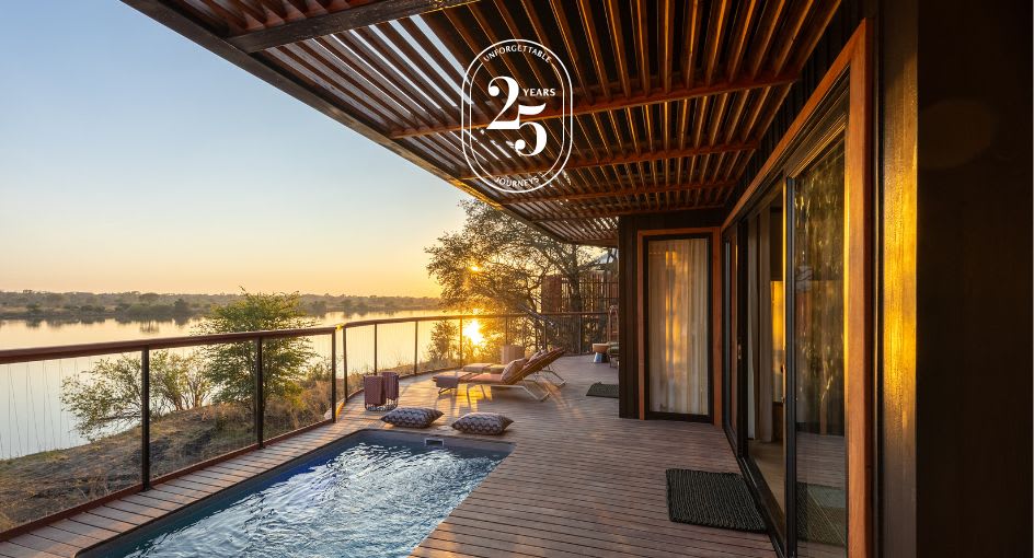 River view pool villa at Anantara Tented Camp Kafue River