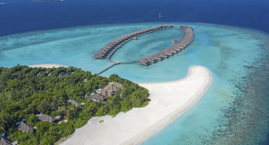 Island aerial view - Anantara Kihavah Maldives Villas