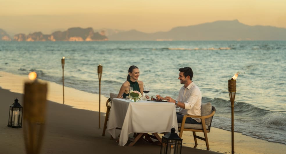 designer dining on the beach