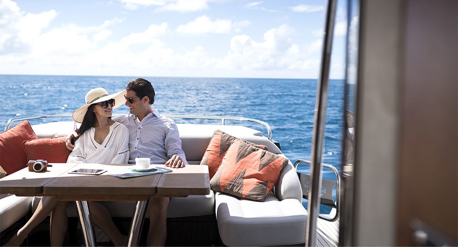 Couple Indulging in the Luxury of a Private Yacht Cruise at Anantara Ras Al Khaimah