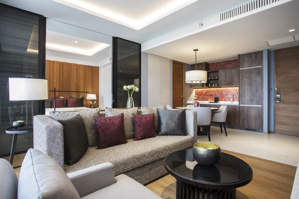 A guest room at Anantara Chiang Mai Serviced Suites.