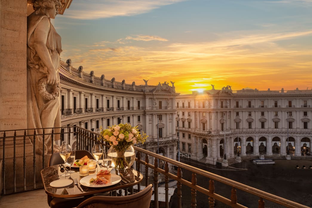 A view from a balcony at Anantara Palazzo Naiadi Rome Hotel.