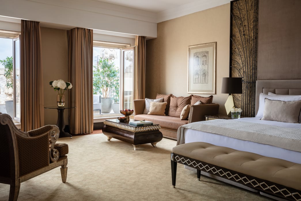 A guest room at Anantara New York Palace Budapest Hotel.