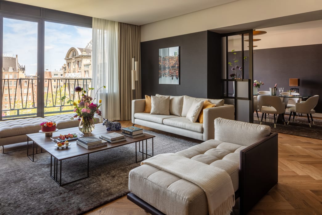 A guest room at Anantara Grand Hotel Krasnapolsky Amsterdam.