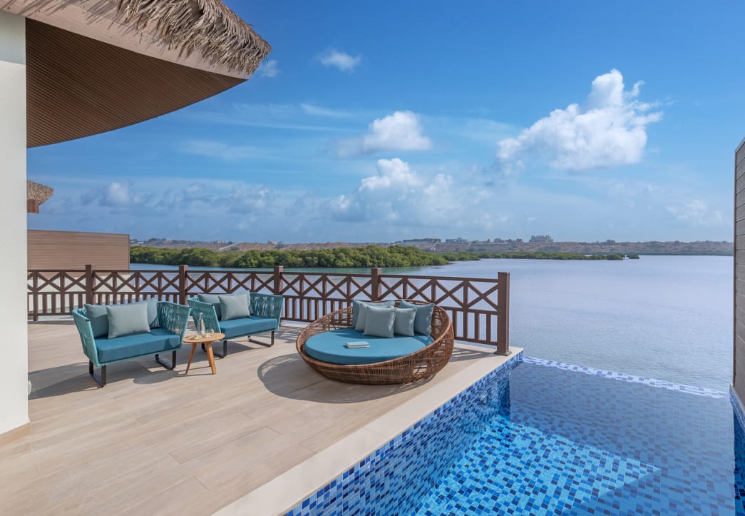 The overwater villa at Anantara Mina Al Arab Ras Al Khaimah Resort.