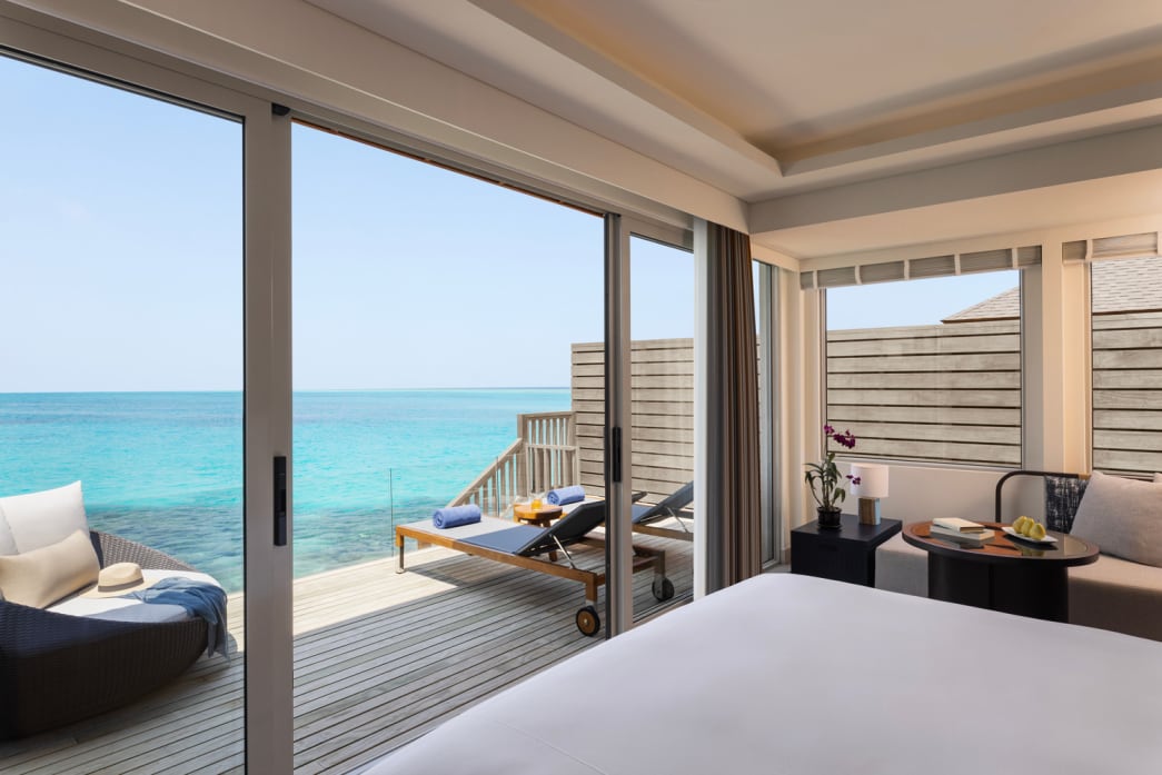 The overwater villa at Avani+ Fares Maldives Resort.