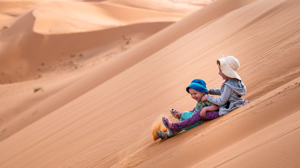 The Sahara provides an otherworldly backdrop for a warm-weather holiday destination for family celebrations.