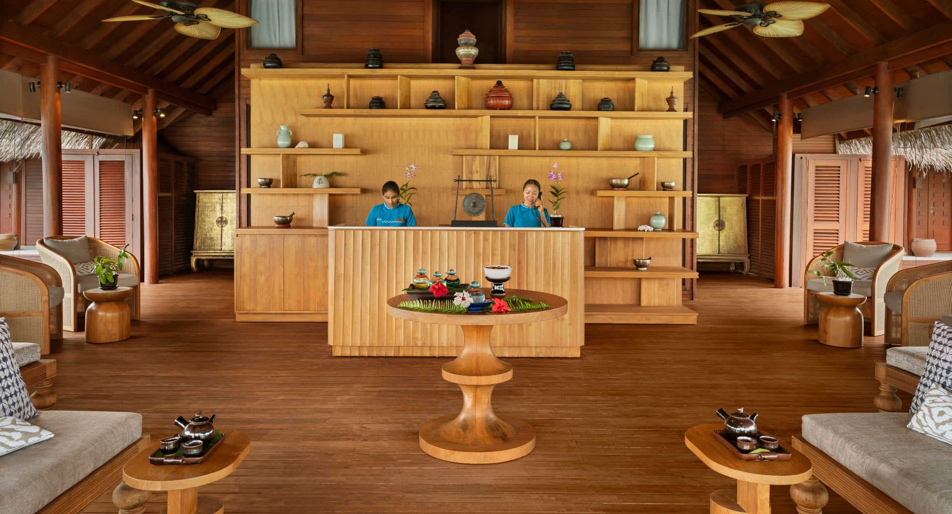 Overwater Spa Reception at Anantara Dhigu Maldives Resort