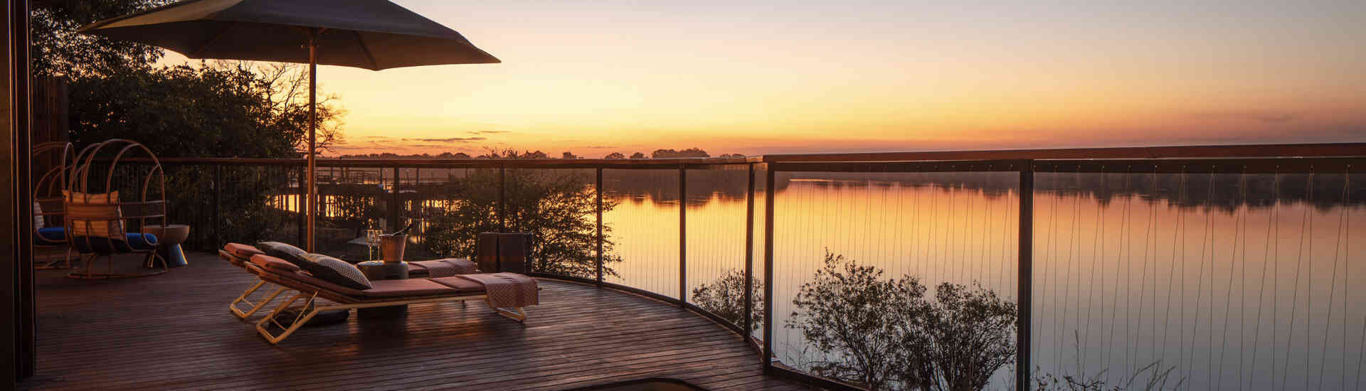 Evening View of Kafue River from the Terrace at Anantara Tented Camp Kafue River