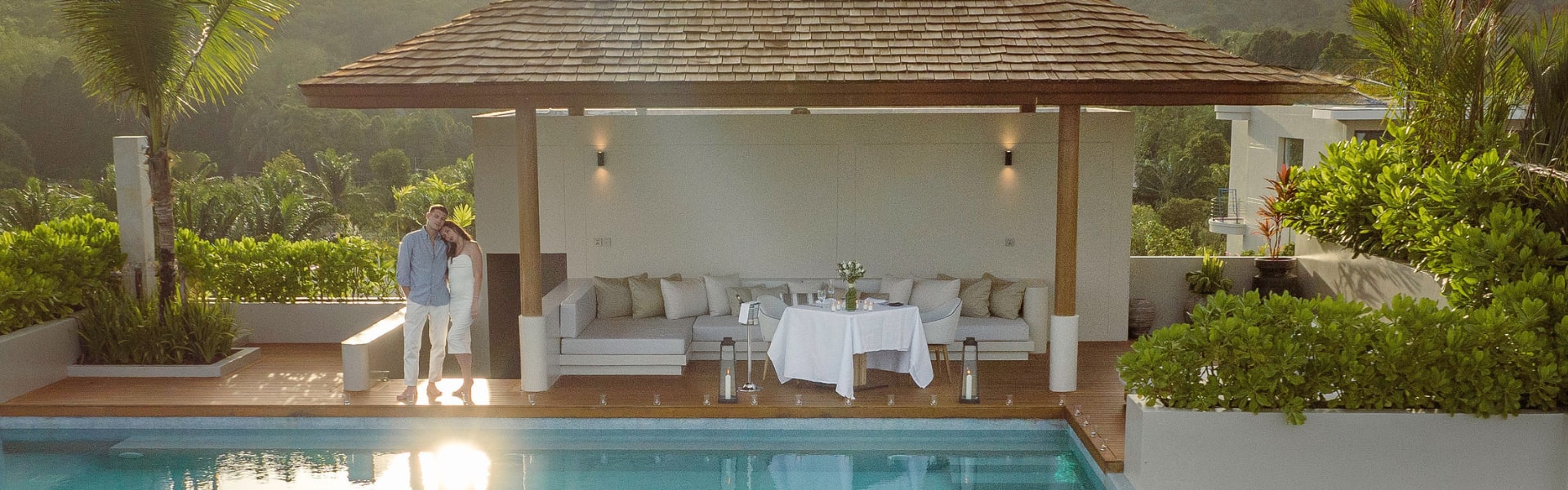 couple pool penthouse