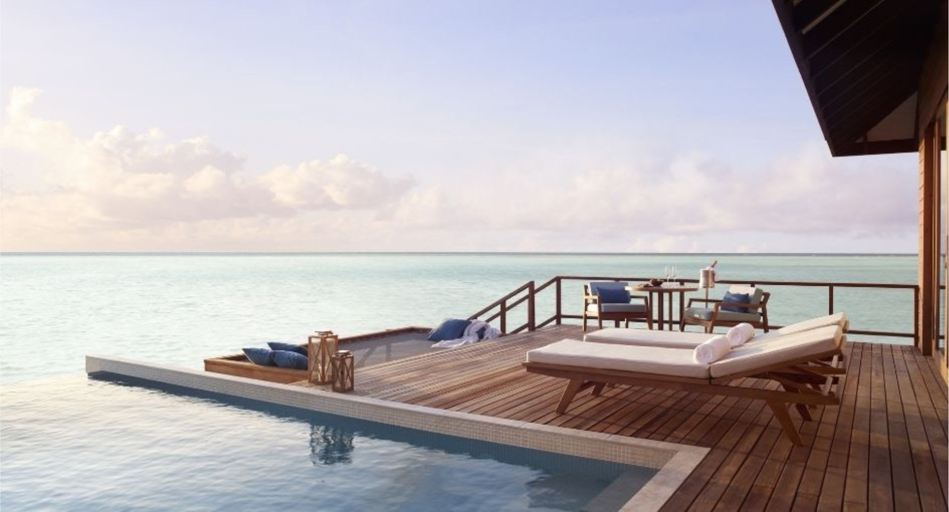 Deluxe Over Water Villa Pool Deck at Anantara Veli Maldives Resort