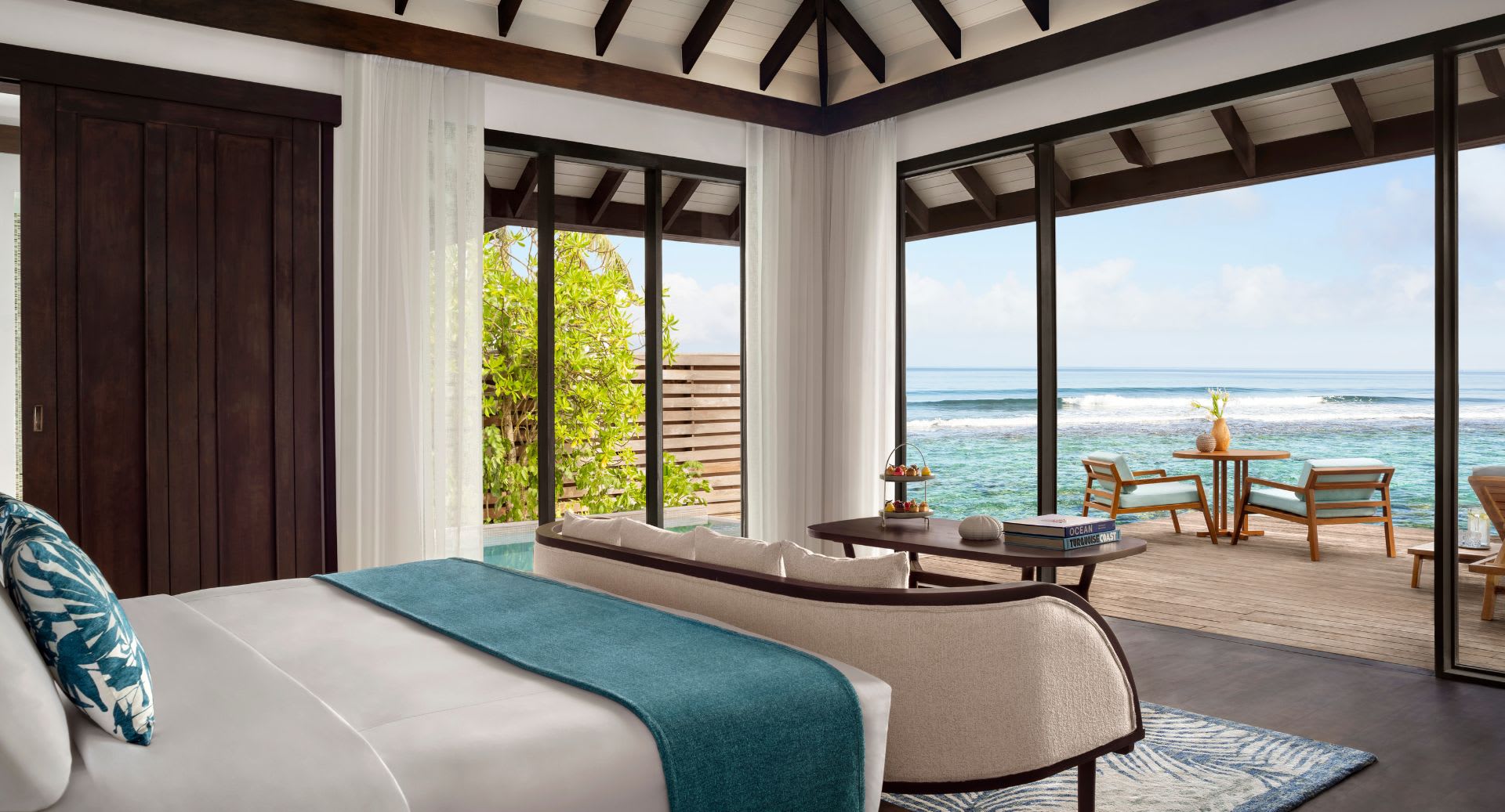 Ocean Pool Villa bedroom view at Anantara Veli Maldives Resort