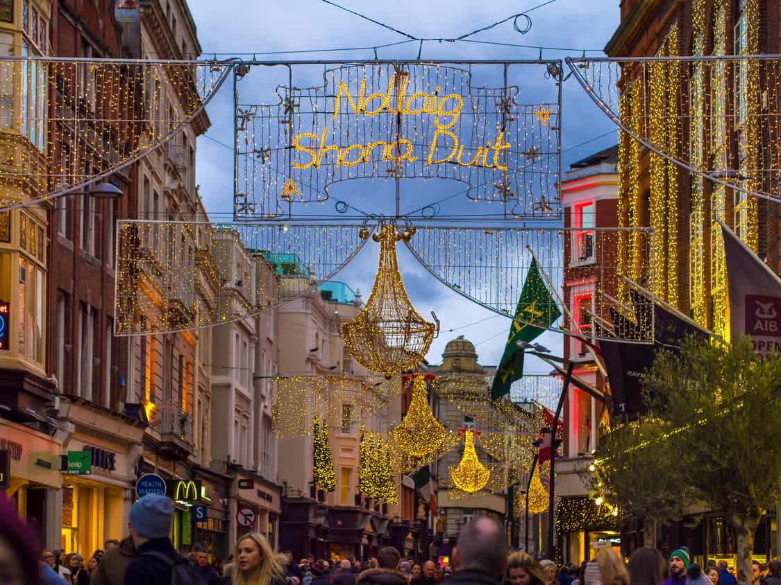 Nollaig Shona Duit, Christmas lights on the Grafton Street in Dublin