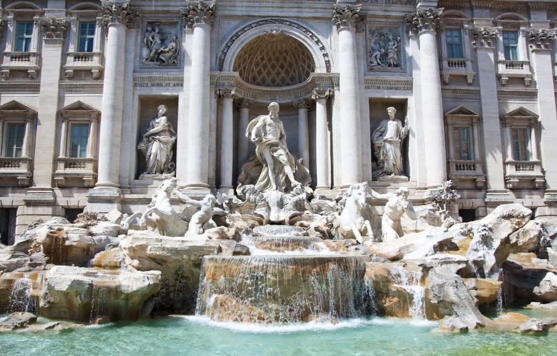 The Trevi Fountain in Rome.
