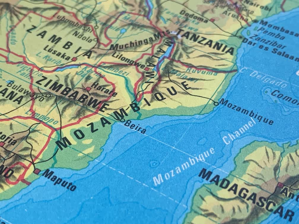 Indian Trade Route passing South Africa and Mozambique 