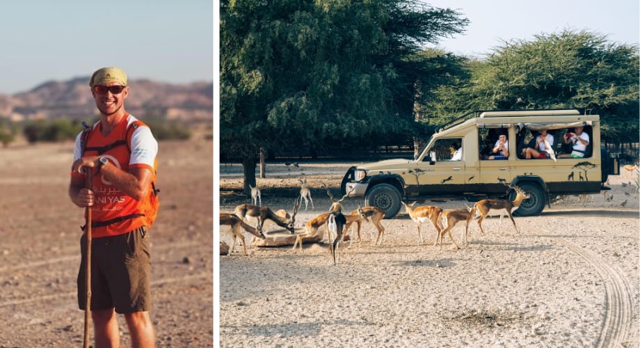 Mark alongside safari in Sir Bani Yas