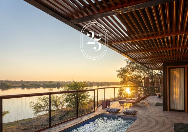 River view pool villa at Anantara Tented Camp Kafue River