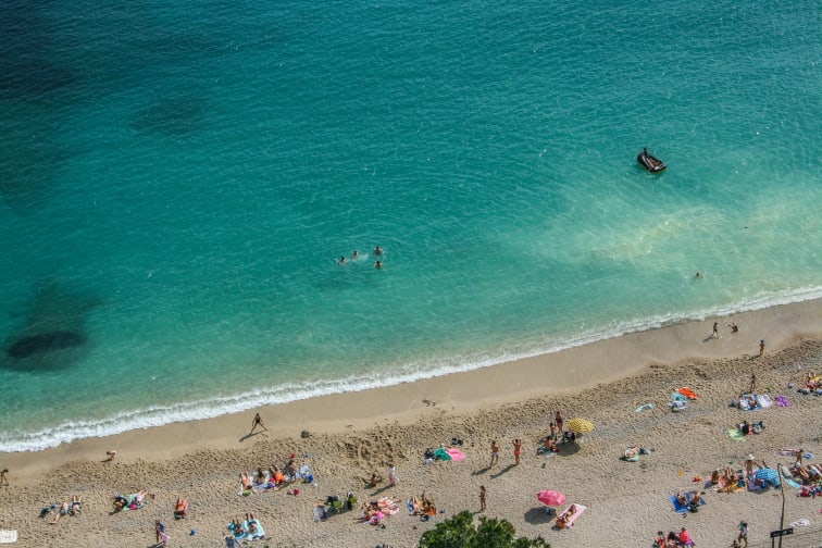 An aerial view of a beach in Nice.