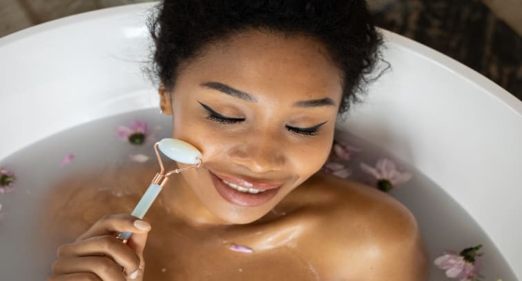 Woman in bath tub