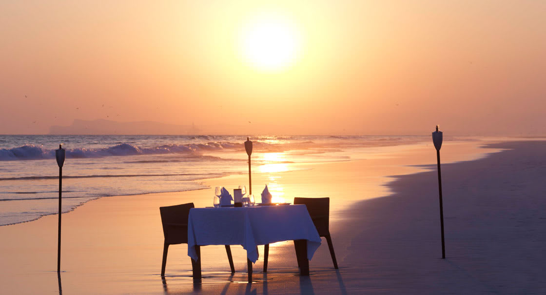 Dining on the Beach in Salalah During Sunset