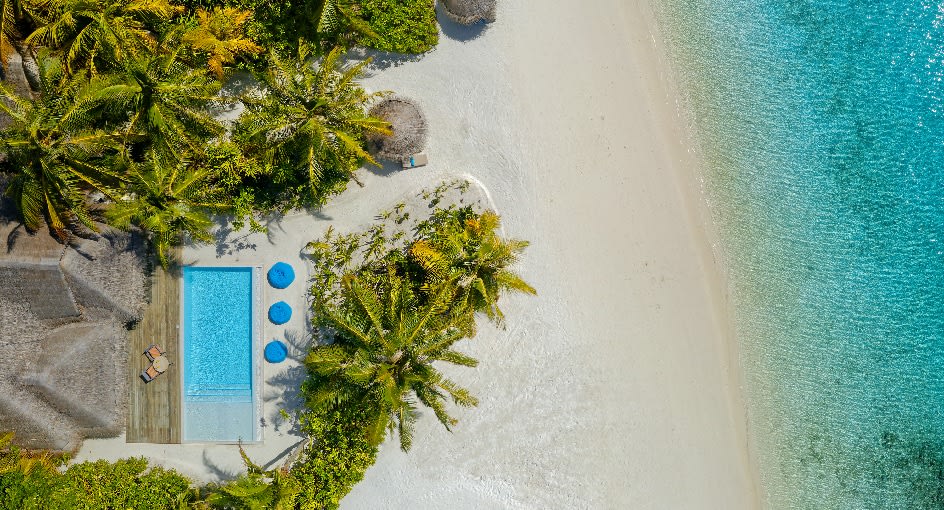Two Bedroom Family Pool Villa Aerial View at Anantara Dhigu Maldives Resort