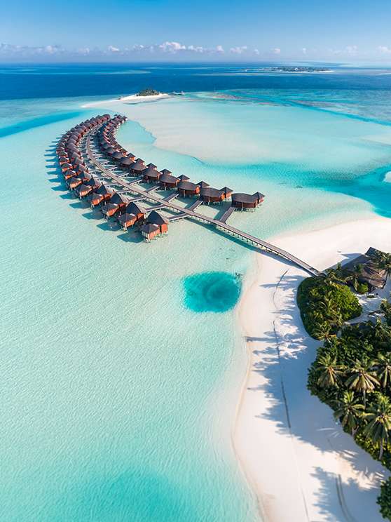 Aerial island view of Anantara Dhigu Maldives Resort