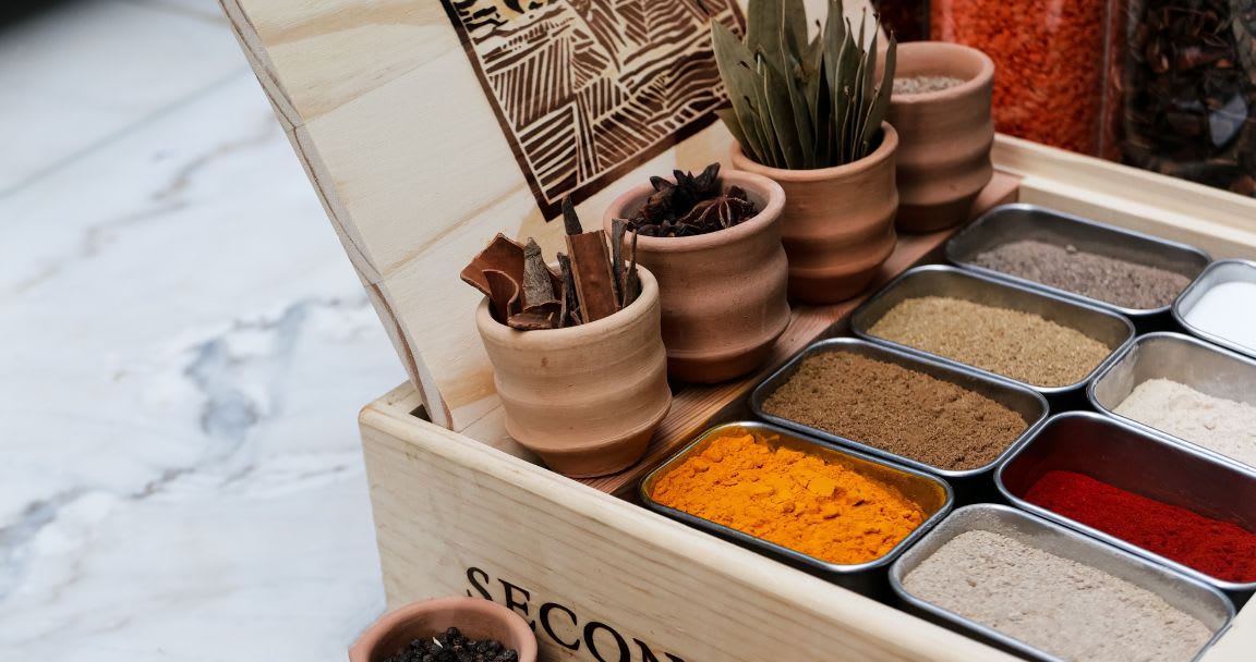 Authentic spices used in spice spoons