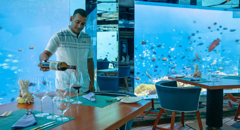 Wine Guru at Anantara Kihavah Maldives Underwater Restaurant