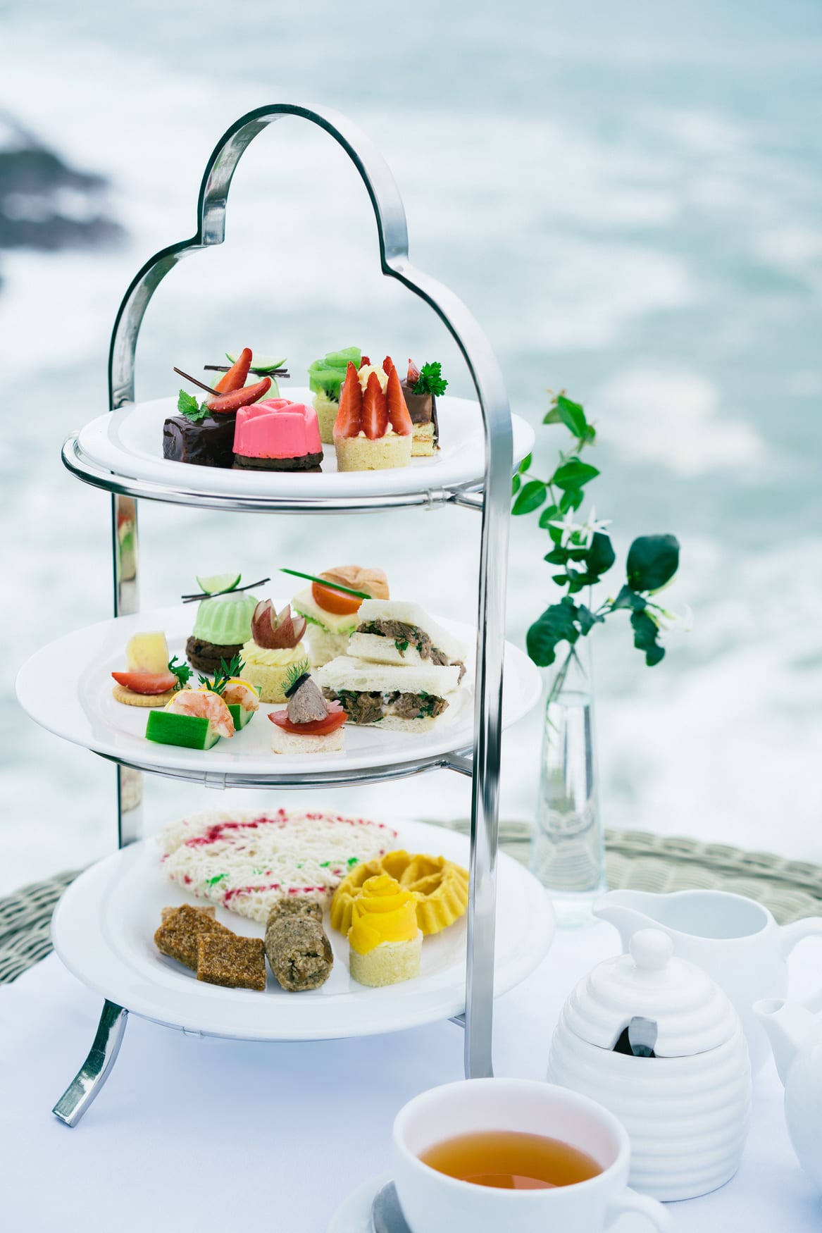 High tea with a view of the ocean