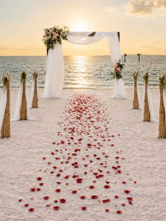 Beach wedding setup at Anantara Veli Maldives Resort