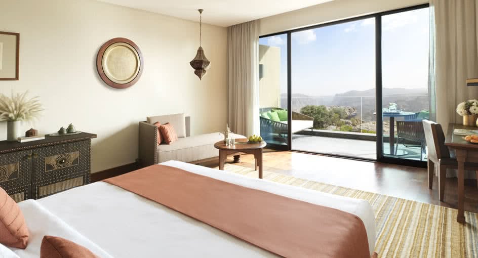 Spacious Bed with Canyon Views and Private Balcony in Nizwa Oman