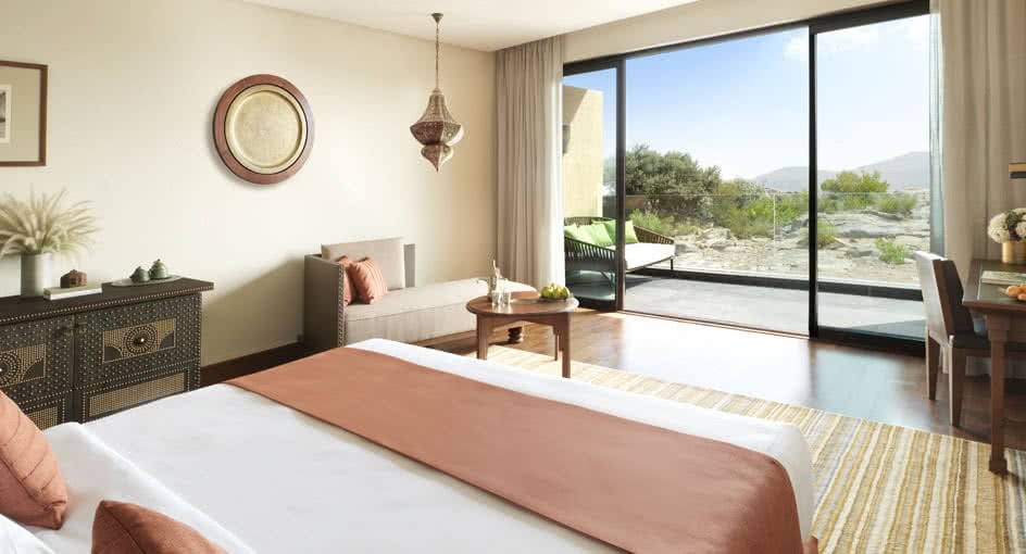 Spacious Bed at Premier Canyon View Room in Al Jabal Al Akhdar Resort