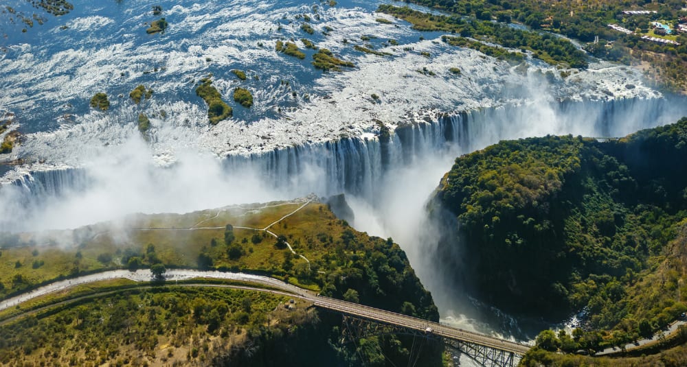 Aerial view of Victoria Falls in Zambia