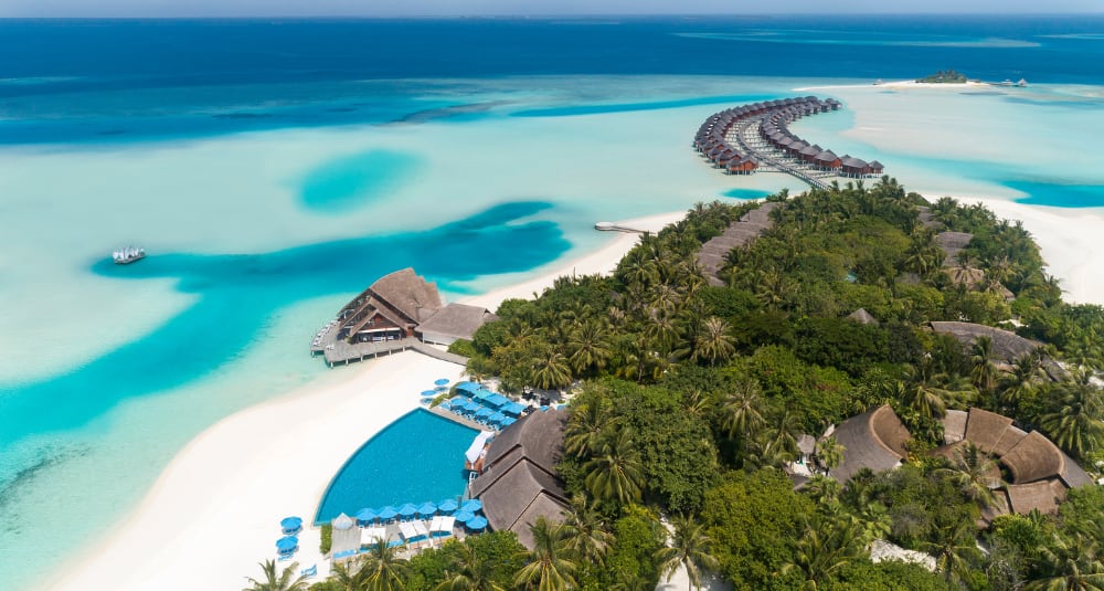 Anantara Dhigu Maldives aerial view