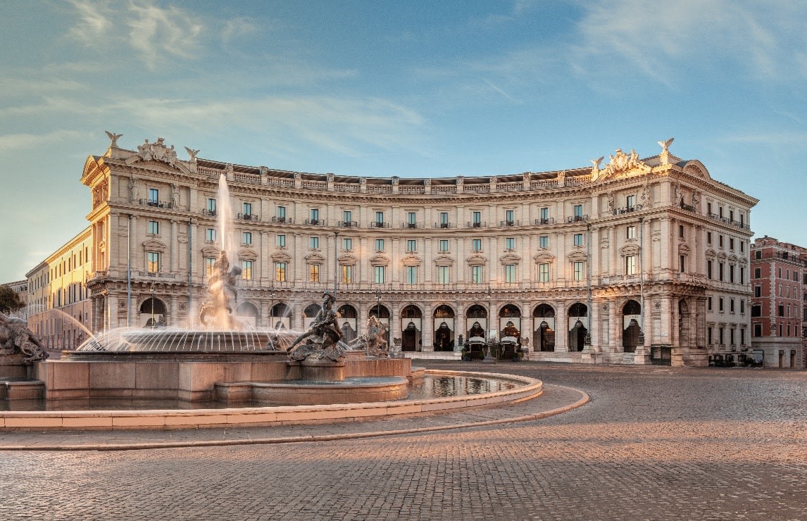 The exterior view of Anantara Palazzo Naiadi Rome Hotel.