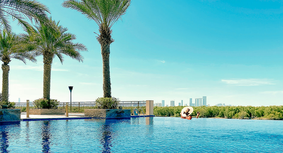 Chilling by the Pool Overlooking the Mangroves in Abu Dhabi