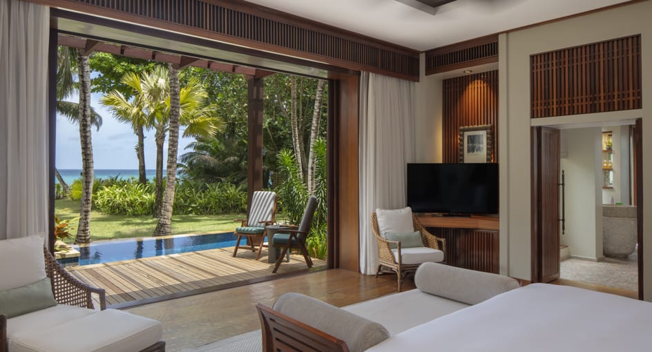 View from bedroom of Premier Beach Pool Villa