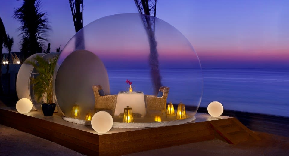 Bubble Dining, luxury private dining in Anantara World Islands Dubai Resort, Dubai